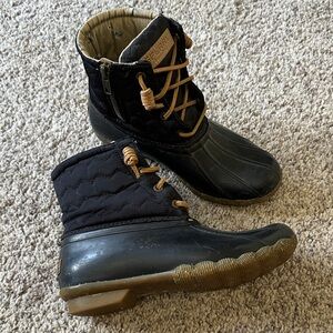 Sperry Black and Brown Rain Boots